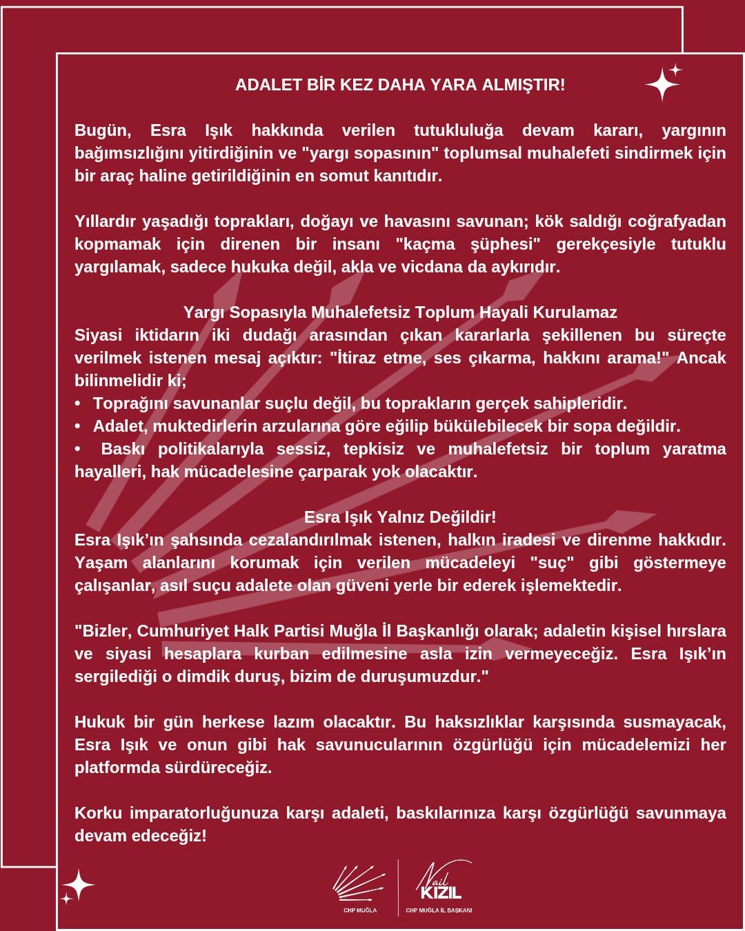 “Adalet bir kez daha yara almıştır!”